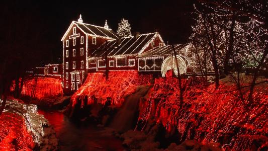 圣诞灯,俄亥俄州克利夫顿磨坊全高清壁纸和背景图像