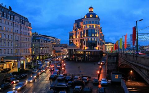 莫斯科,俄罗斯在晚上全高清壁纸和背景图像
