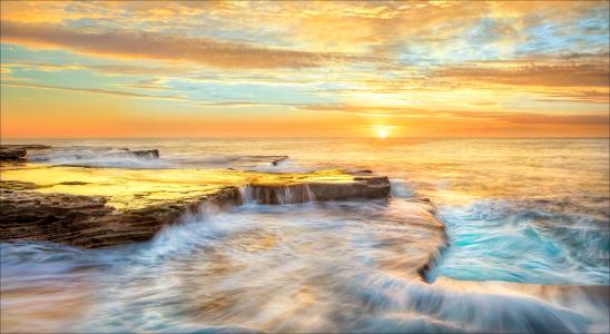 澳大利亚海岸日落全高清壁纸和背景图像