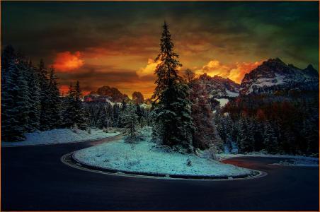 冬季山路全高清壁纸和背景图像