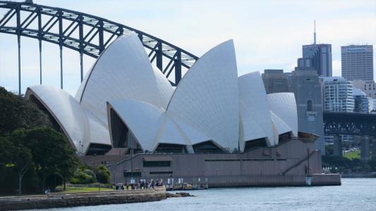 悉尼歌剧院从皇家植物园全高清壁纸和背景图像的视图