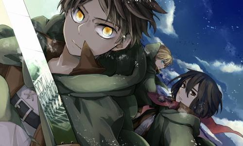 Eren,Mikasa和Armin全高清壁纸和背景图像