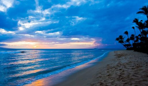 热带海滩日落壁纸和背景图像