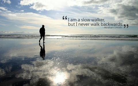 我是一个慢步行者,但我从不向后退。