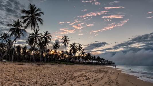 热带海滩日落全高清壁纸和背景