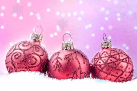 粉红色的圣诞装饰品全高清壁纸和背景图像