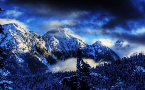 冬季全高清壁纸和背景的山地景观