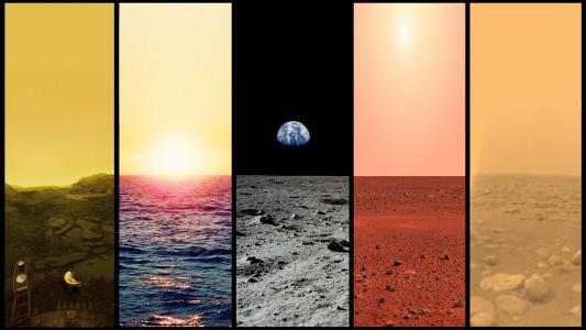 金星,地球,月球,火星和泰坦的飞机。