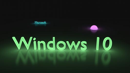 Windows 10发光绿色4k超高清壁纸和背景