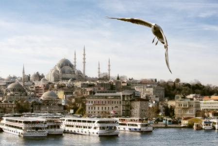 城市景观与苏莱曼清真寺伊斯坦布尔5k视网膜超高清壁纸和背景