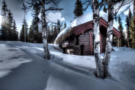 冬季小屋全高清壁纸和背景图像
