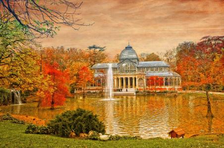 建立在秋天池塘全高清壁纸和背景图像