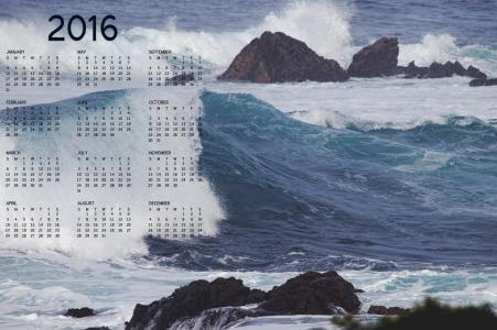 2016海浪日历全高清壁纸和背景图像
