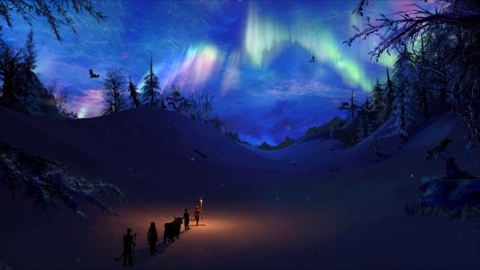 幻想冬季风景4k超高清壁纸和背景图像