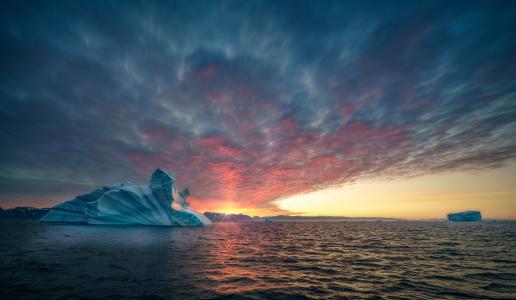 格陵兰冰川日落全高清壁纸和背景