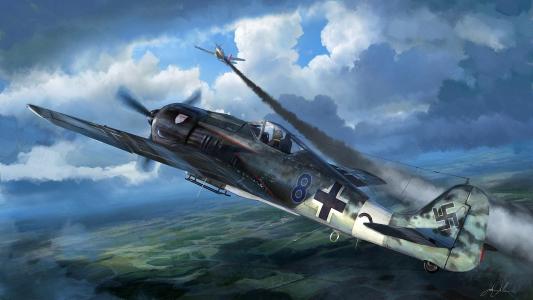 FW 190损坏P-51全高清壁纸和背景图像