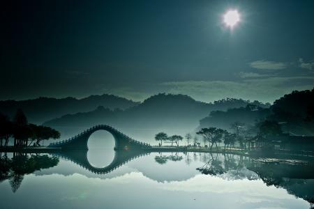 在台北大湖（大湖）公园的月亮桥壁纸和背景
