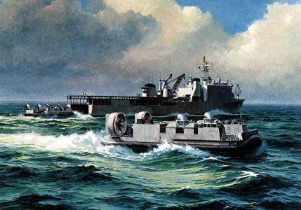 USS惠德贝岛（LSD-41）和气垫船全高清壁纸和背景图像