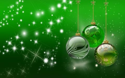 绿色圣诞饰品全高清壁纸和背景图像