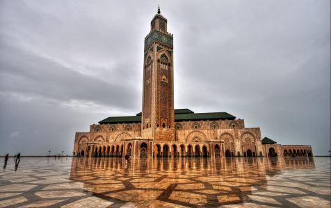哈桑二世清真寺,摩洛哥卡萨布兰卡全高清壁纸和背景