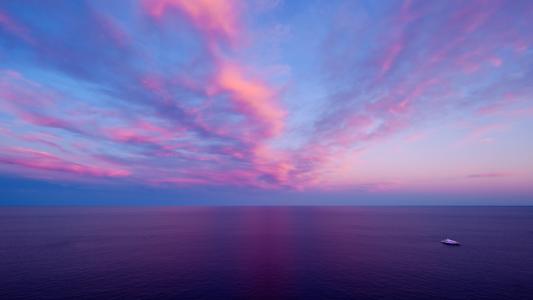 粉红色的海洋日落全高清壁纸和背景
