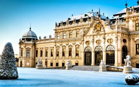 在奥地利维也纳的丽城巴洛克式宫殿全高清壁纸和背景图像