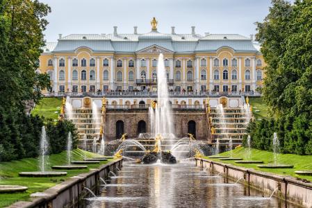 彼得夏宫宫殿,圣彼得堡,俄罗斯全高清壁纸和背景图像