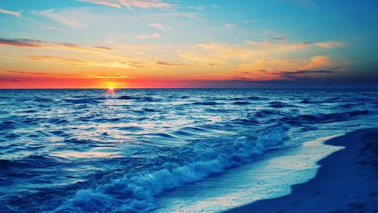 海洋日落全高清壁纸和背景图像
