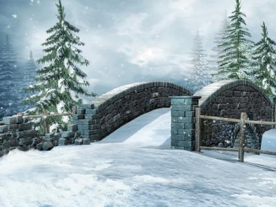 在冬季森林桥全高清壁纸和背景