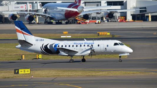 在悉尼机场全高清壁纸和背景图像的VH-SBA REX-Regional Express Saab 340B