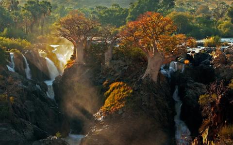 在纳米比亚的瀑布全高清壁纸和背景