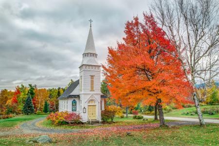 教堂在马萨诸塞州秋季全高清壁纸和背景