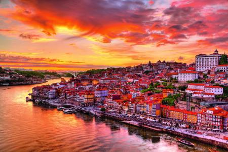 波尔图葡萄牙在日落全高清壁纸和背景图像