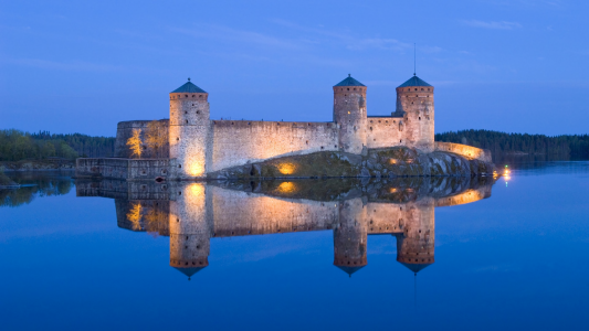 芬兰全年的美丽,在湖中的城堡,husbliy全高清壁纸和背景图像