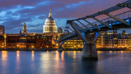 千年桥和伦敦圣保禄大教堂全高清壁纸和背景图像