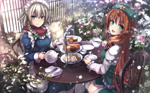 在冬天,热茶时间。