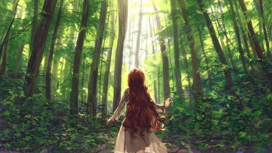 在森林里的幻想女孩全高清壁纸和背景图像