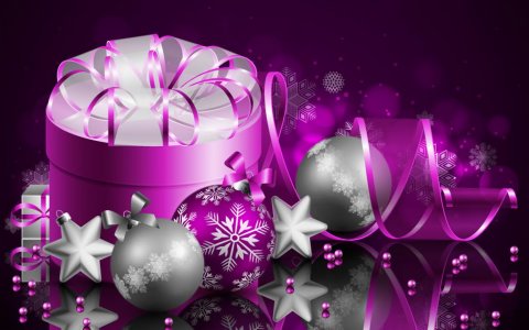 紫色和银色圣诞节全高清壁纸和背景图像