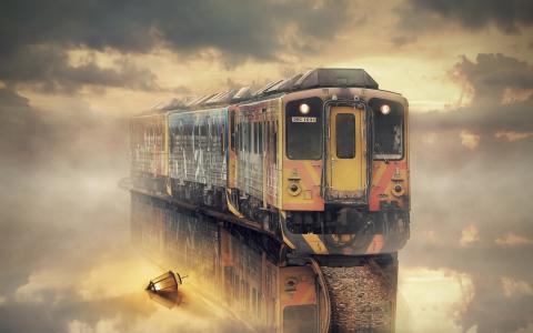 梦幻列车中的雾全高清壁纸和背景