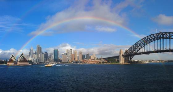 彩虹在悉尼港全高清壁纸和背景图像