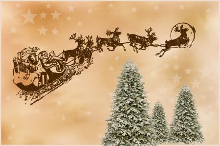 圣诞老人在他的雪橇全高清壁纸和背景图像