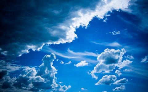 云在蓝蓝的天空全高清壁纸和背景图像
