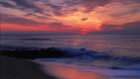 海洋日落全高清壁纸和背景