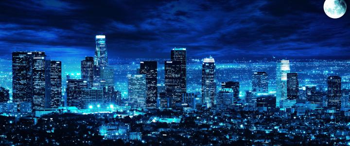 洛杉矶天际线夜间5k视网膜超高清壁纸和背景图像