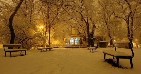 公园冬季晚上壁纸和背景