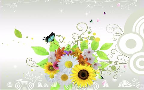 花和蝴蝶全高清壁纸和背景