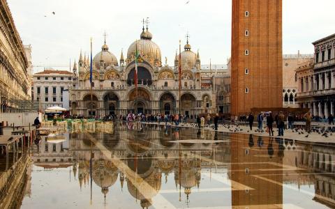 威尼斯,圣马可广场,圣马克大教堂全高清壁纸和背景图像