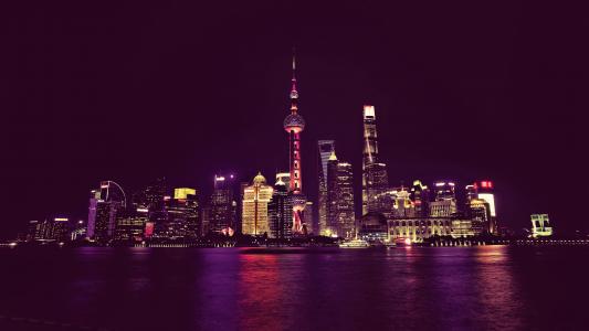 中国霓虹城市灯4k超高清壁纸和背景图像