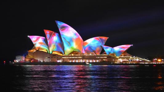 悉尼歌剧院,生动的节日2017年,澳大利亚全高清壁纸和背景图像