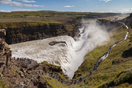 冰岛瀑布古佛斯瀑布5k视网膜超高清壁纸和背景图像